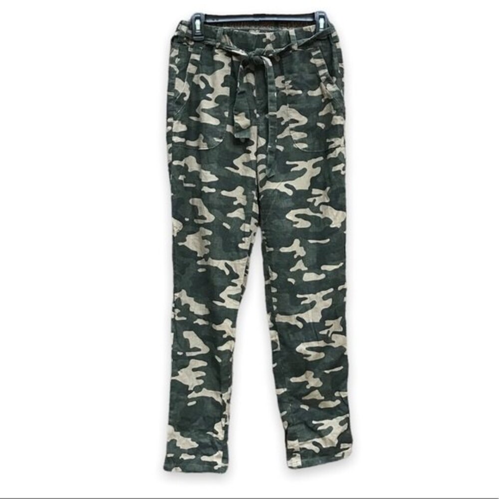 Soho Street NY and Co Camo Linen Pull On Elastic Waist Pants Womens Size XS